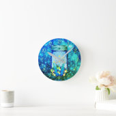 Mason jar lightning bug glanzend firefnet ronde klok (Huis)