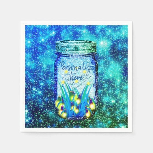Mason jar lightning bug glanzend firefnet servet (Voorkant)