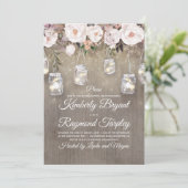 Mason Jar Lights Bloemen Rustiek Verlovingsfeest Kaart (Staand voorkant)