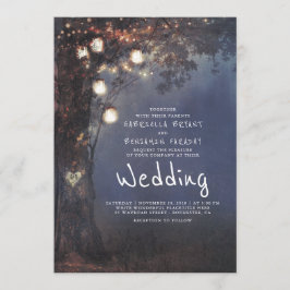Mason Jar Lights Boom Gesneden Hart Rustieke Bruil Kaart
