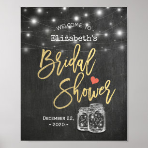 Mason Jar Lights Chalkboard Vrijgezellenfeest Welk Poster
