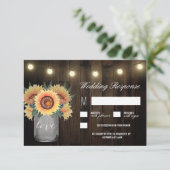 Mason Jar Lights et Sunflower Wedding Cartes RSVP (Debout devant)