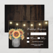 Mason Jar Lights et Sunflower Wedding Cartes RSVP (Devant / Derrière)