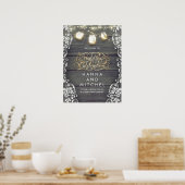 Mason Jar Lights Lace Mariage Affiche de bienvenue (Cuisine)