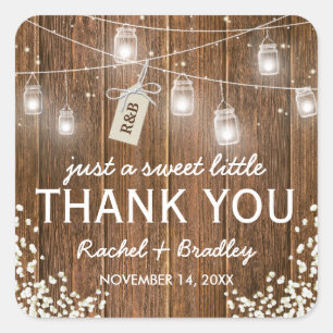 Mason Jar Lights Rustic Babys Breath Wedding Vierkante Sticker