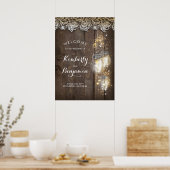 Mason Jar Lights Rustic Wedding Welcome Sign Poster (Keuken)