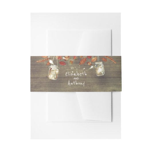 Mason Jar Lights Rustieke Herfst Bruiloft Uitnodigingen Wikkel (Voorkant Voorbeeld)