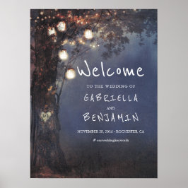 Mason Jar Lights Tree Weddenschap Welkomstteken Poster