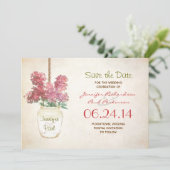 Mason Jar & Lilas Sla de datum op Save The Date (Staand voorkant)