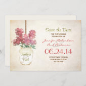 Mason Jar & Lilas Sla de datum op Save The Date (Voorkant / Achterkant)