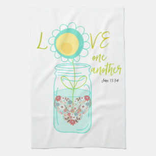 Mason Jar: Love Bible Verse Theedoek