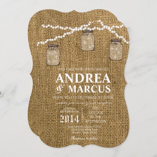 Mason Jar - Lumières de chaîne 5x7 Faire-part de m (Devant / Derrière)