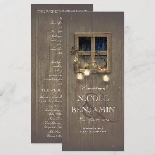 Mason Jar Lumières rustiques Grange Programmes de  (Devant / Derrière)