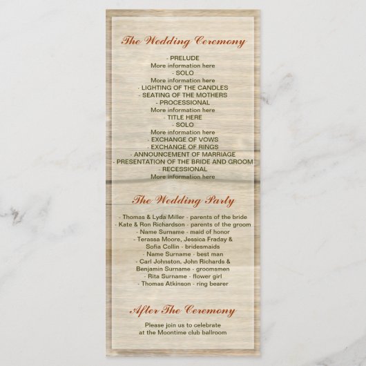 Mason Jar met bloemen rustieke bruiloft programma' Programma (Achterkant)