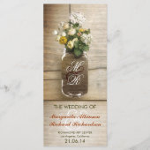 Mason Jar met bloemen rustieke bruiloft programma' Programma (Voorkant)