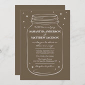 Mason Jar met Fireflies Weddenschap Brown Kaart (Voorkant / Achterkant)