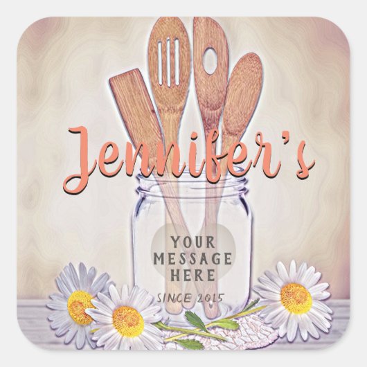  Mason Jar met hart Vierkante Sticker (Voorkant)