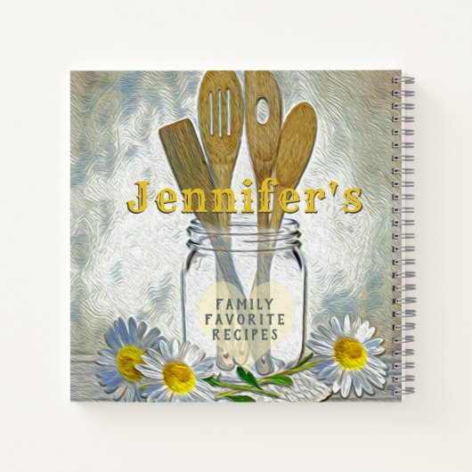  Mason Jar met Heart en Daisies Cookboo Notitieboek (Achterkant)