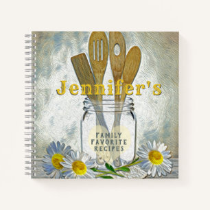  Mason Jar met Heart en Daisies Cookboo Notitieboek