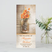 Mason Jar met oranje Bloemen Trouwprogramma Programma (Staand voorkant)