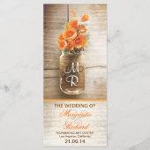 Mason Jar met oranje Bloemen Trouwprogramma Programma (Voorkant)