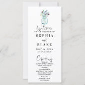 Mason Jar met Wildbloemen White Wedding Program (Voorkant)