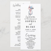 Mason Jar met Wildbloemen White Wedding Program (Voorkant / Achterkant)