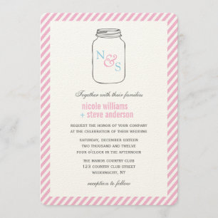  Mason Jar Monogram Wedding Invitations Kaart