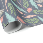 Mason Jar Navy Pink Green Floral Pattern Cadeaupapier (Rol Hoek)