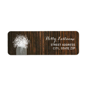 Mason Jar of Baby's Breath Wood geïnspireerd label