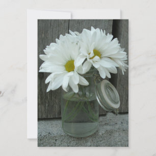 Mason Jar of Daisies Rustic Rehearsal Dinner Kaart