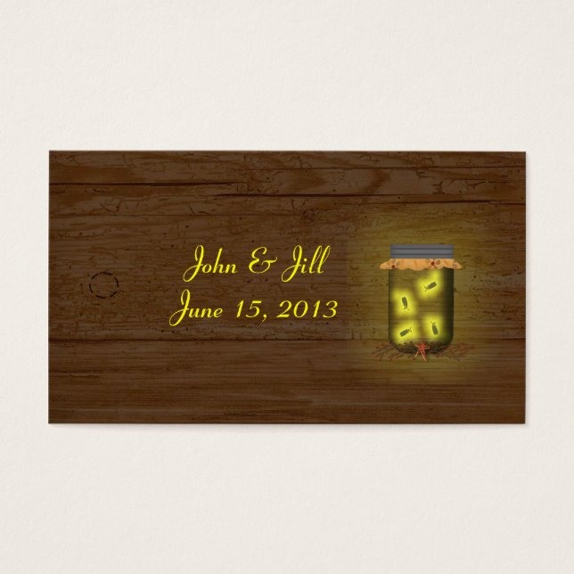 Mason Jar of Fireflies Wedding Hang Label Visitekaartjes (Voorkant)