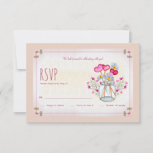 Mason Jar of Love Carte RSVP (Devant)