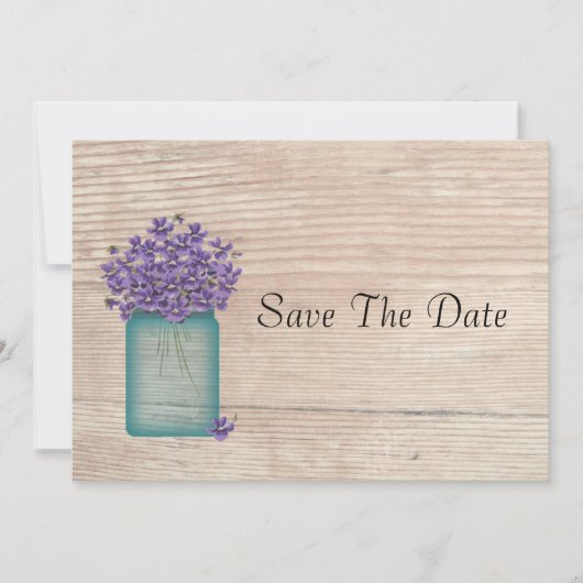 Mason Jar of Violets Save the Date (Voorkant)