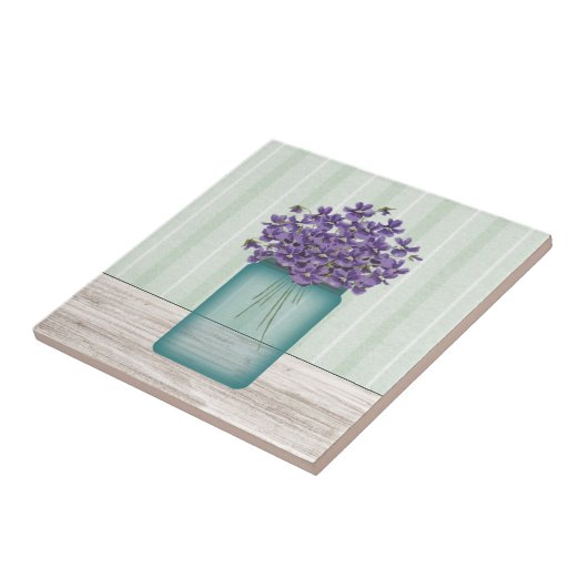 Mason Jar of Violets Tile Tegeltje (Zijkant)