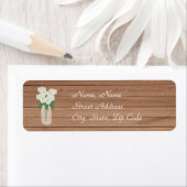 Mason Jar on Wood White Hydrangea Address Label (Insitu)