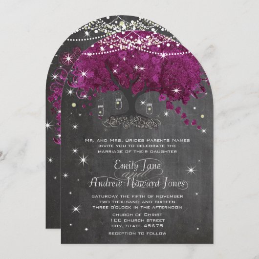 Mason Jar Orchid Chalkboard Heart Leaf Tree Kaart (Voorkant / Achterkant)