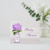 Mason Jar & Paars Hydrangea Chic Grey Baby shower Kaart (Staand voorkant)