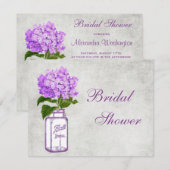 Mason Jar & Paars Hydrangea Grey Vrijgezellenfeest Kaart (Voorkant / Achterkant)
