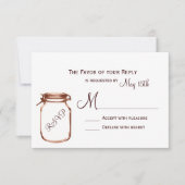 Mason Jar Pays Mariage rustique Cartes RSVP (Devant)