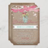 Mason Jar Pays Rose Invitation Fête de l'mariée (Devant / Derrière)