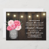 Mason Jar + Peony Rustic Bridal Douche Invitations (Devant)