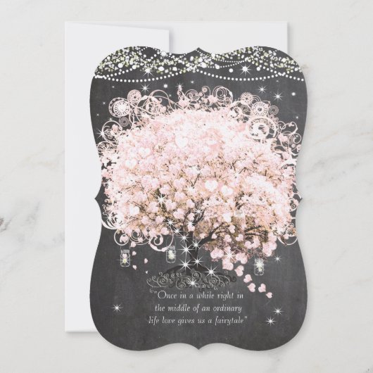 Mason Jar Pink Chalkboard Heart Leaf Tree Kaart (Achterkant)