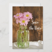 Mason Jar Pink Daisies Barn Wedding Save the Date (Voorkant)