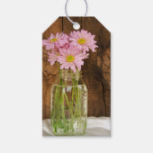 Mason Jar Pink Daisies Country Weddenschap Favor T Cadeaulabel (Voorkant)
