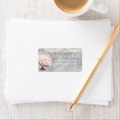 Mason Jar Pink Heart Leaf Tree op grijze Waterverf Etiket (Insitu)