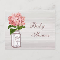 Mason Jar & Pink Hydrangea Rustic Baby shower