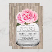 Mason jar pink peony bruiloft pony2 kaart (Voorkant / Achterkant)