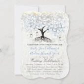 Mason Jar Powder Blue Heart Leaf Tree Damask Kaart (Voorkant)
