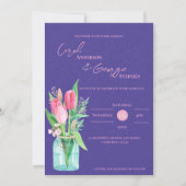 Mason Jar Purple & Blush Tulip Faire-part de maria (Devant)